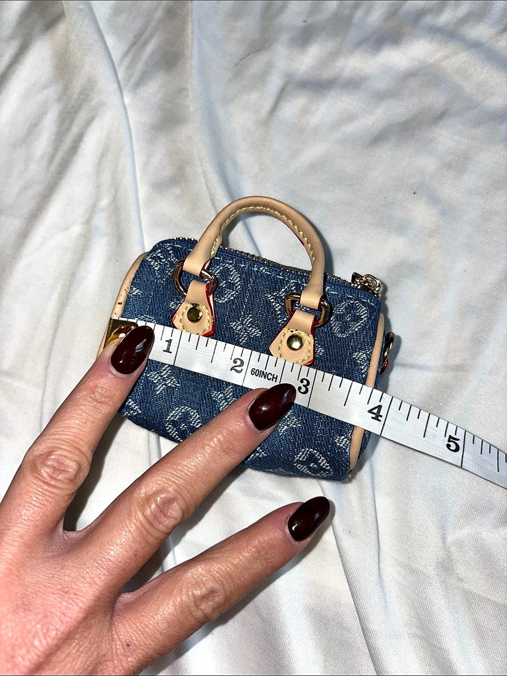 Inspired by micro Bag Denim Blue & Tan - Picture 8 of 9